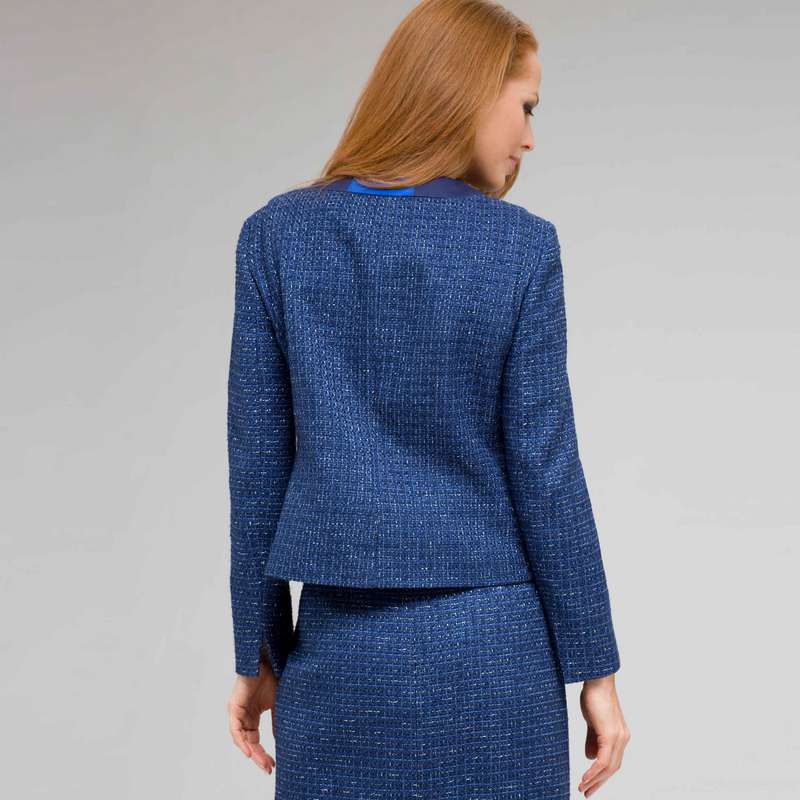 Satin Trim Jacket, Cobalt Multi, large image number 1
